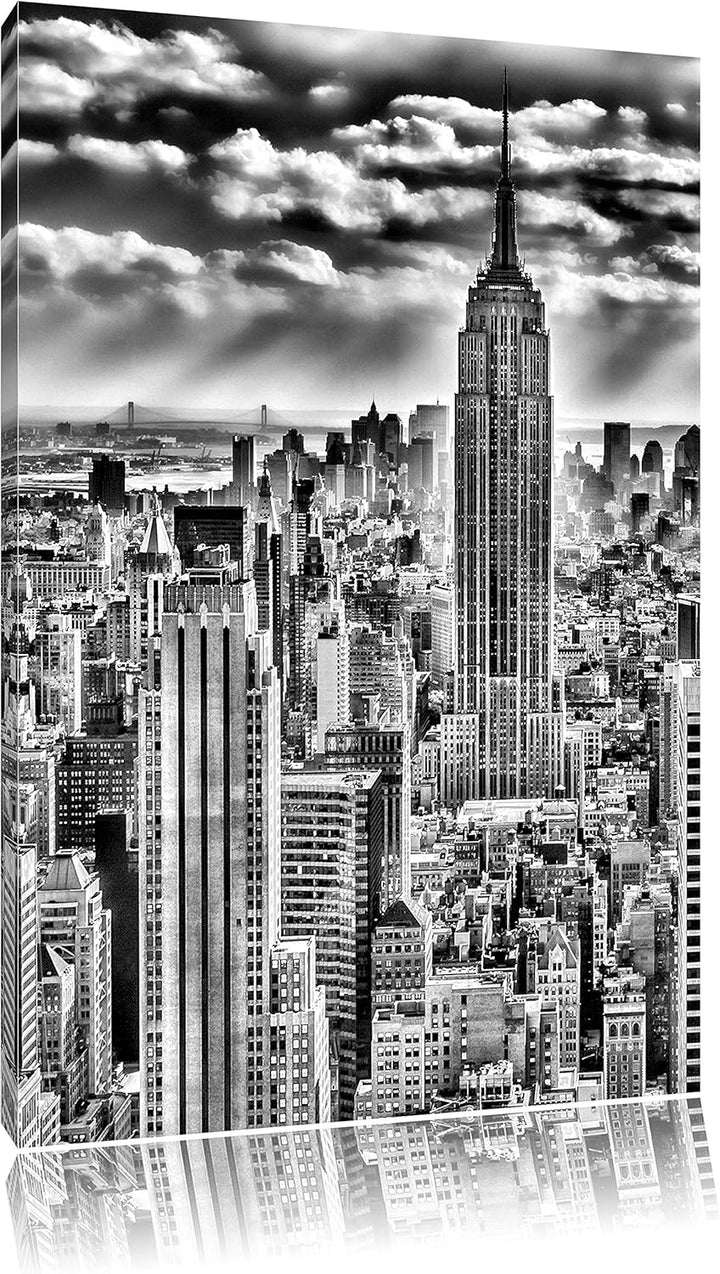 Pixxprint New York, Manhattan / 100x70cm Leinwandbild bespannt auf Holzrahmen/Wandbild Kunstdruck De