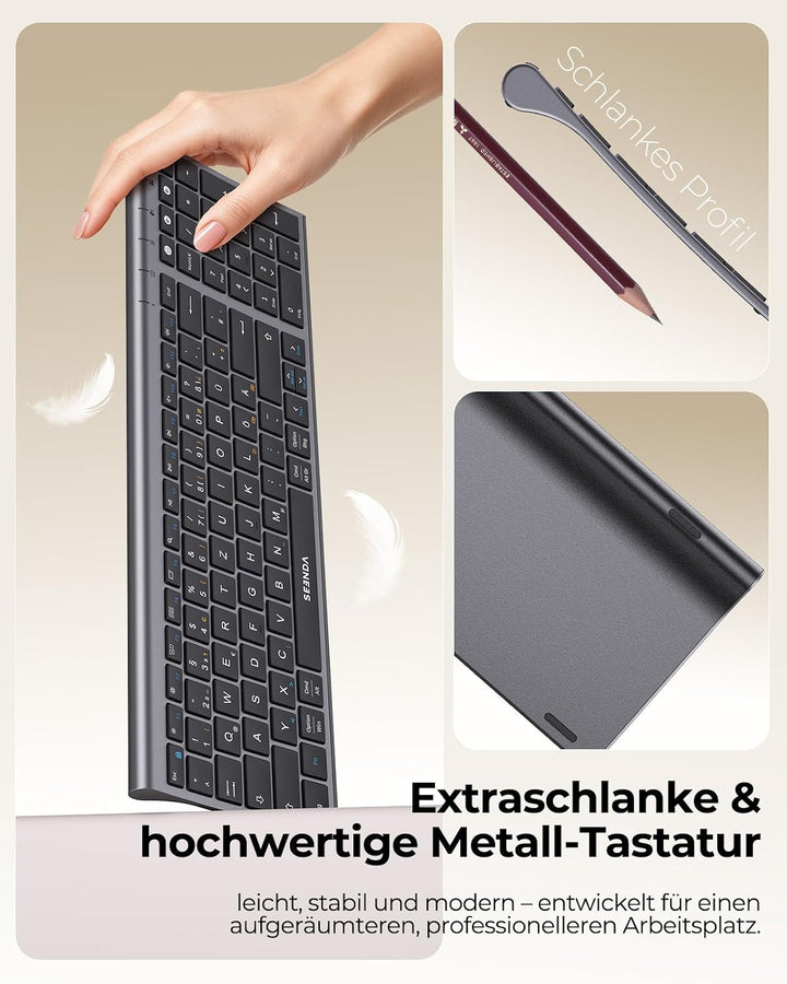 Bluetooth Tastatur mit Maus, SEENDA COE401 Kabelloses Tastatur Maus Set für Windows/Mac/iPad/Android