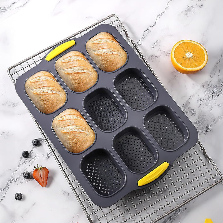 5er Silikon Backformen, 4 6 9 Mulden Burgerform Hot Dog Brötchenform Baguetteform Muffinform mit Tei