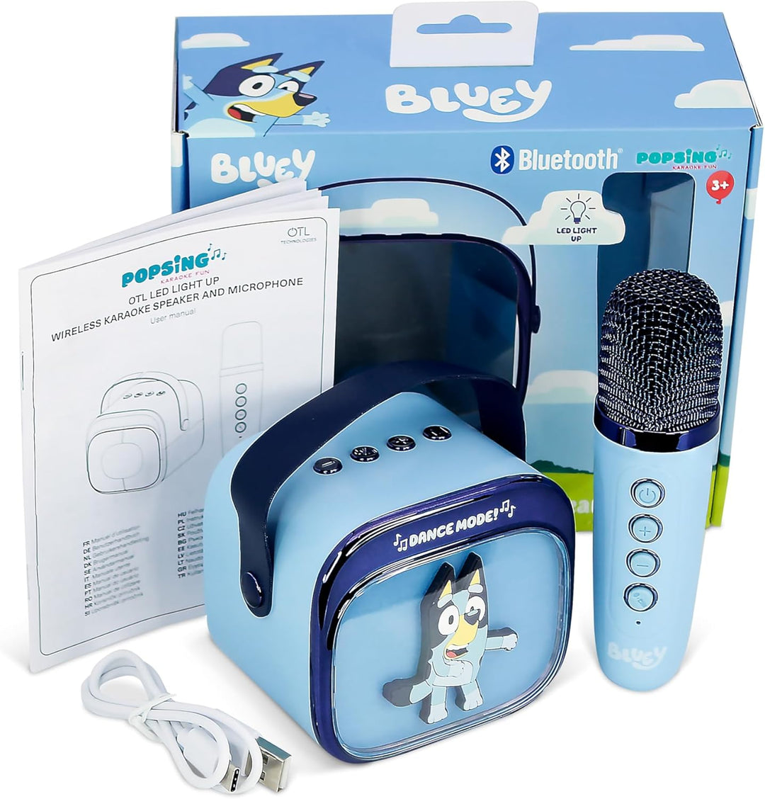 Bluey Popsing LED Light up Wireless Karaoke Speaker with Microphone