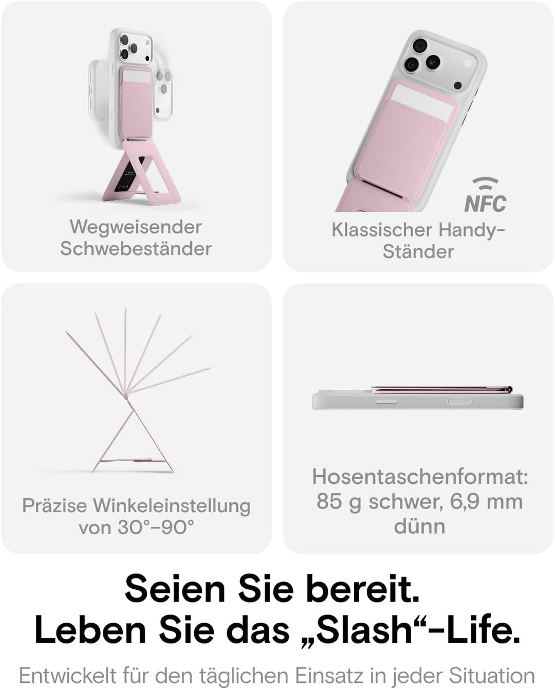 MOFT Handy Stativ für Smartphone, [Ultra Dünn & Tragbar] Faltebar MOVAS Veganes Leder Stativ für Mag