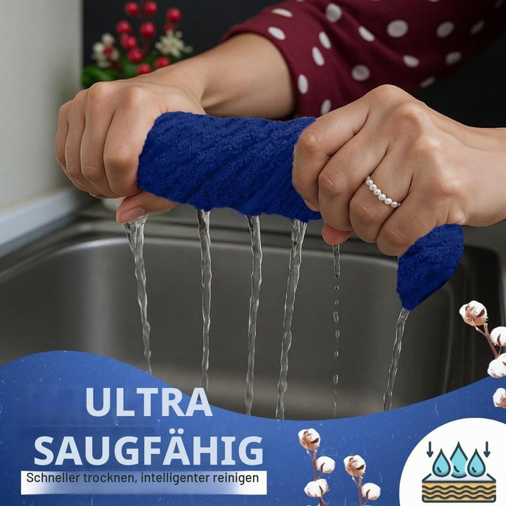 Premium Küchentücher,6 Stück, 100 % Baumwolle, 38.1x63.3 cm, Frottee-Küchentücher, blaues Geschirrtu