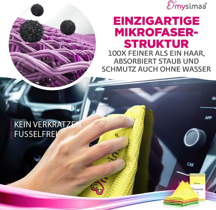 mysimaa Mikrofasertücher 40x40 – Fenstertuch Streifenfrei, Microfasertuch Autopflege, Putzlappen Küc