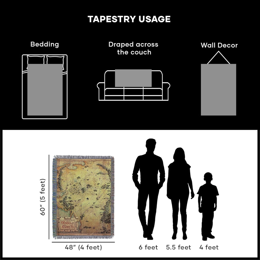 Northwest Herr der Ringe – Der Hobbit gewebte Tapisserie-Überwurfdecke, 121,9 x 152,4 cm, Mittelerde