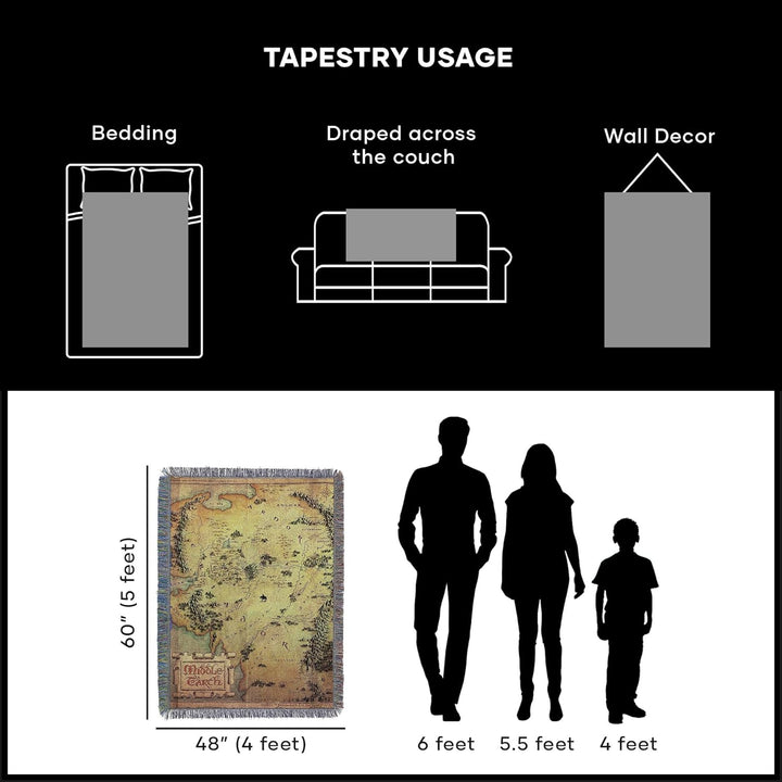 Northwest Herr der Ringe – Der Hobbit gewebte Tapisserie-Überwurfdecke, 121,9 x 152,4 cm, Mittelerde