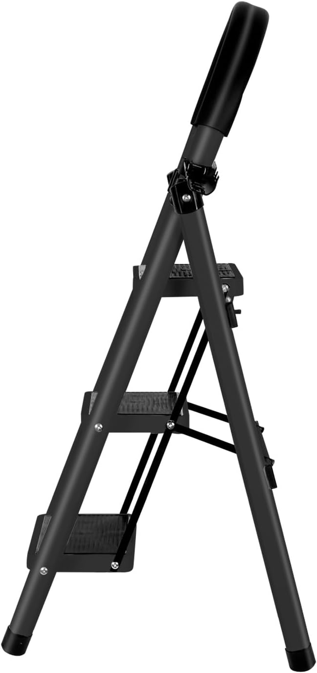 Leitertritt klappbar, Haushaltsleiter,mit Handläufen, 180 kg, Aluminiumleiter, Multifunktionsleiter