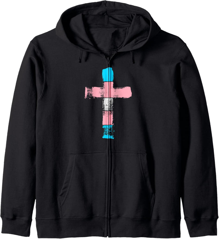 Kreuz in Transgender-Farben, LGBTQA+, christlich religiös Kapuzenjacke