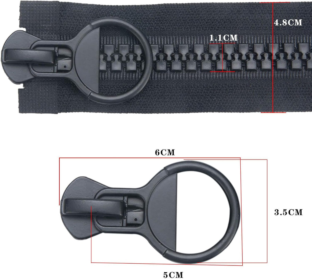 Reissverschluss Kunststoff 2 Wege 65 cm #20 grosse Teilbar Schwarze Reissverschluss für Mantel Daune