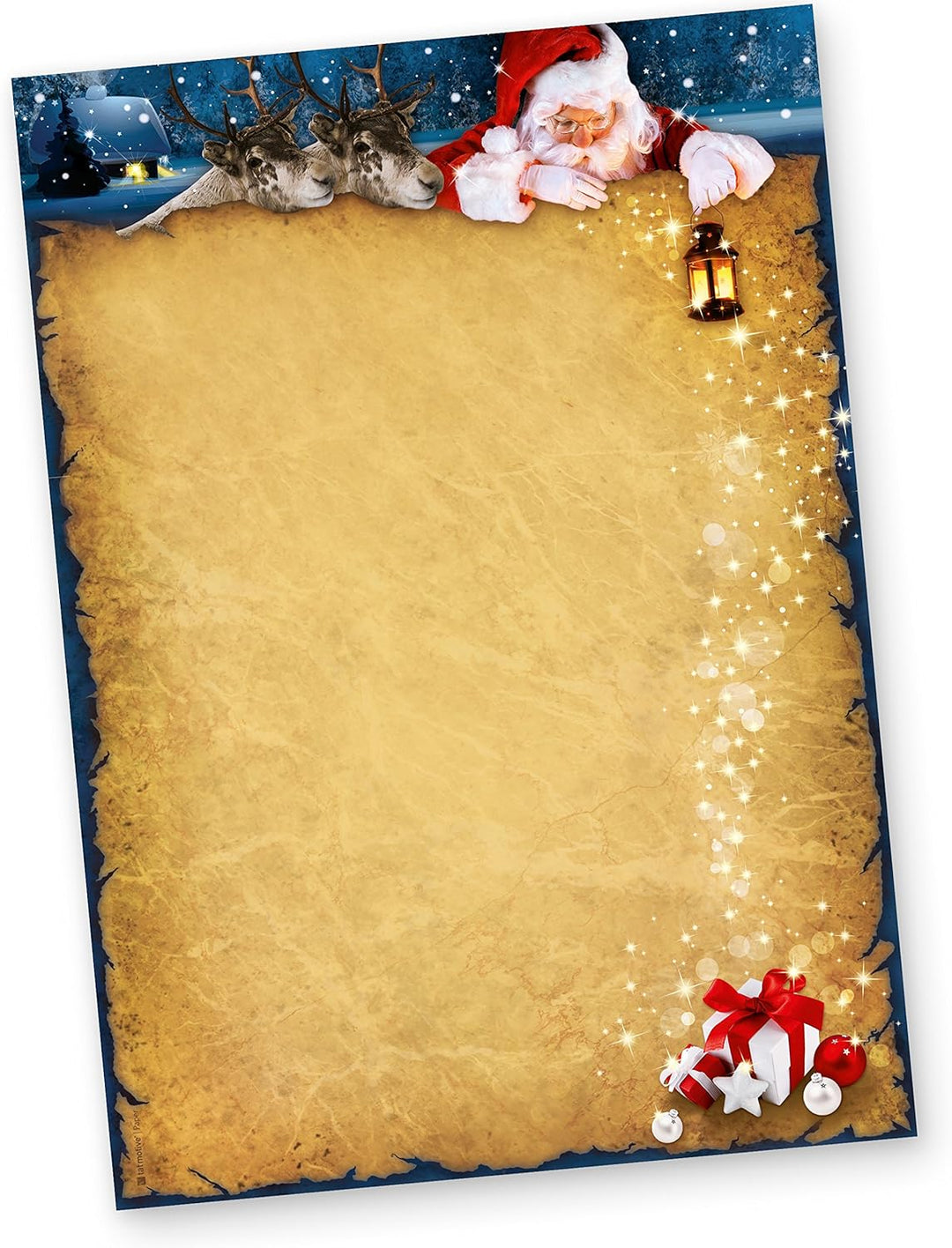 Briefpapier Weihnachten NORDPOL EXPRESS (1000 Blatt) Weihnachtsbriefpapier mit Weihnachtsmann und Re