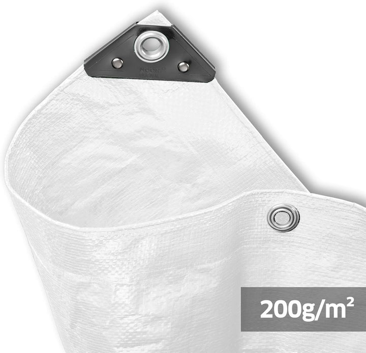 NOOR Abdeckplane SUPER 200g/m² Weiss I 6 x 8 m I Allzweckplane für Schutz vor Witterung I Ideal geei