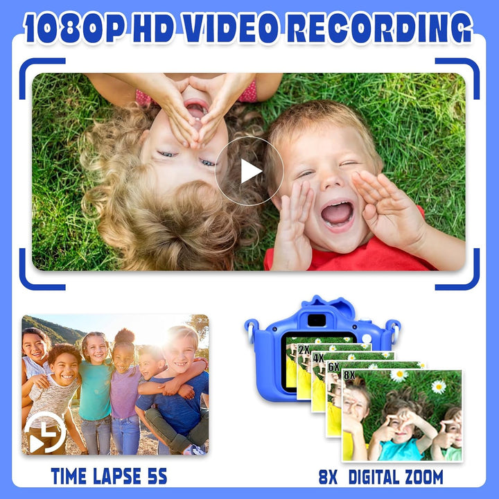 Kinderkamera, Digitalkamera Kinder 1080P 2,0"-Bildschirm Kinder Kamera mit 32GB Karte, Selfie Digita