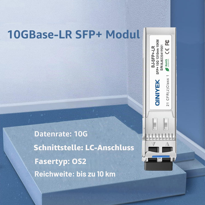 QINIYEK (4er Pack) 10GBase-LR SFP+ Transceiver, 10G Singlemode SFP+ LC-Modul für Cisco SFP-10G-LR, U