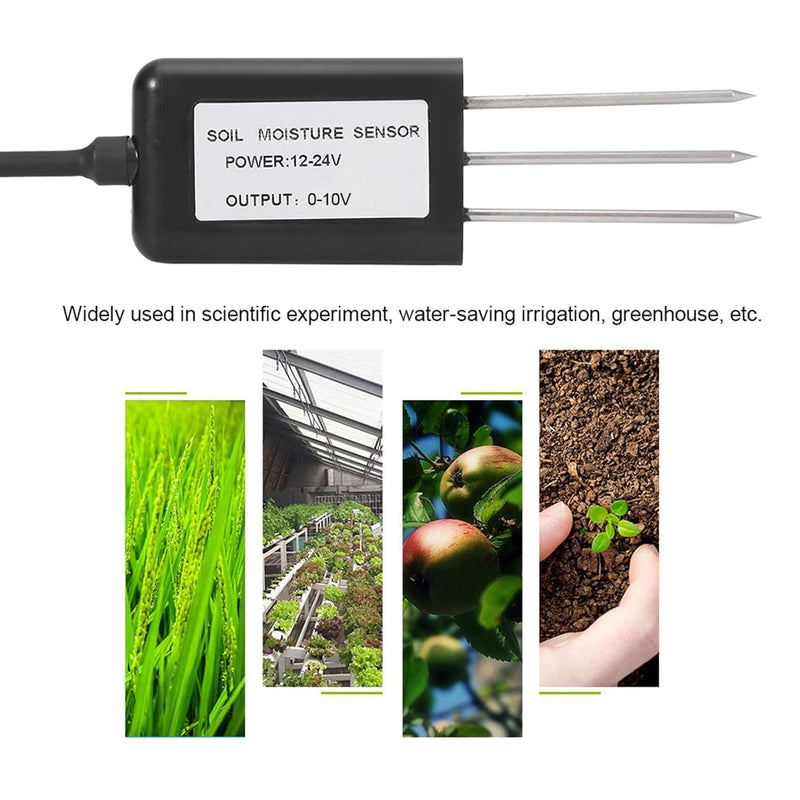 Duokon Bodenfeuchtesensor 0-10V, ABS Hochwertiges 2-In-1 Bodentemperatur Feuchtesensor Messumformer