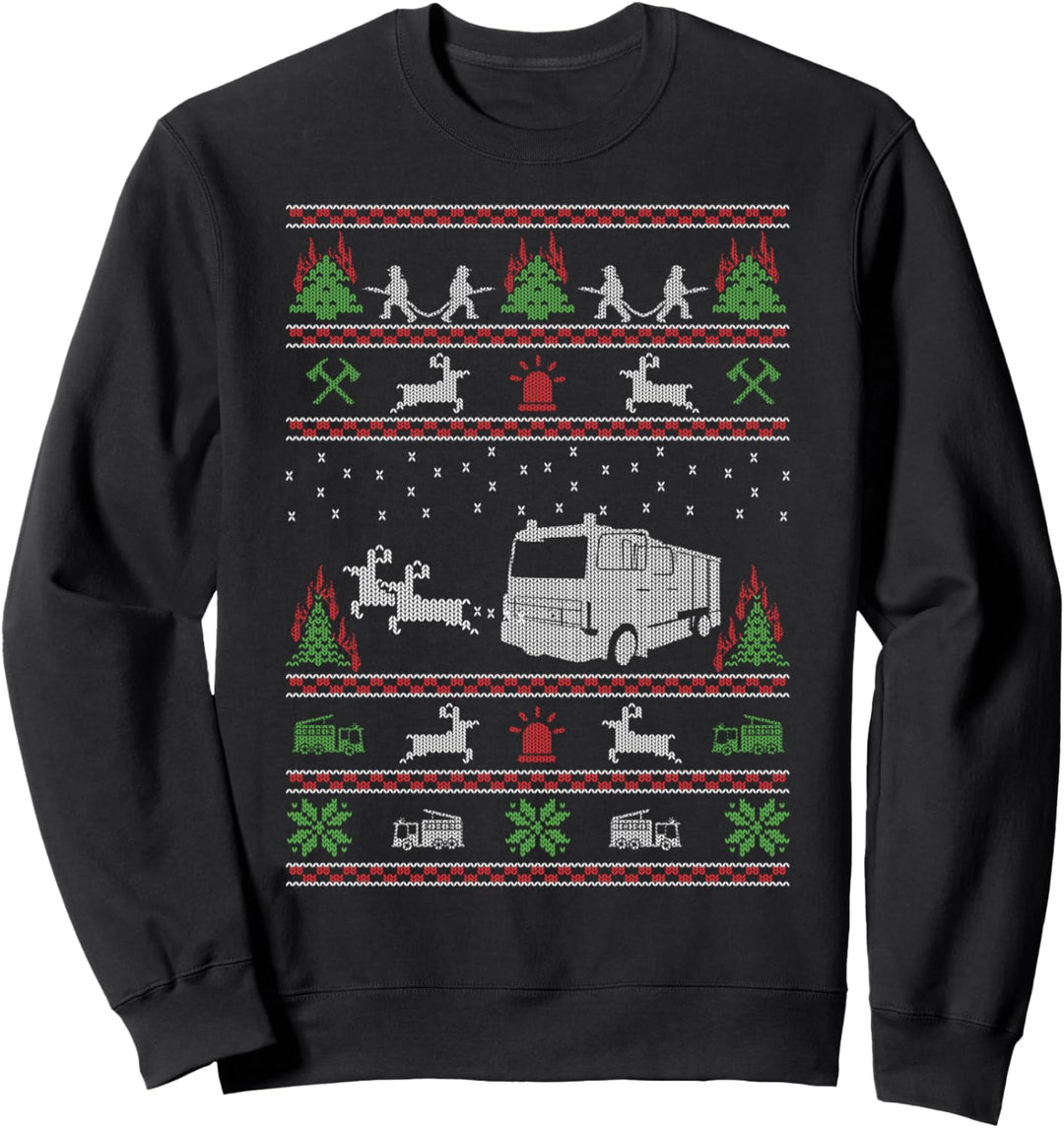 Ugly Christmas Weihnachtsfeier Feuerwehr Motiv Sweatshirt