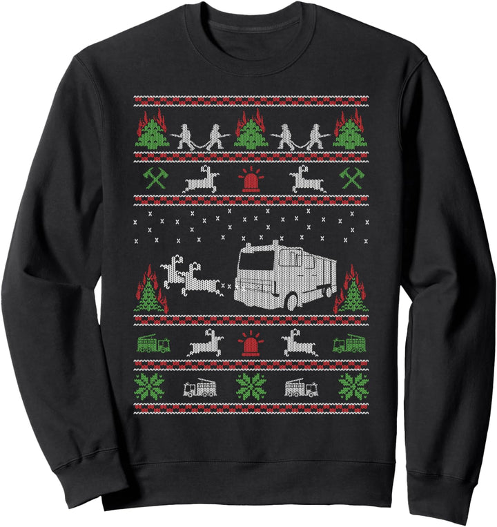 Ugly Christmas Weihnachtsfeier Feuerwehr Motiv Sweatshirt