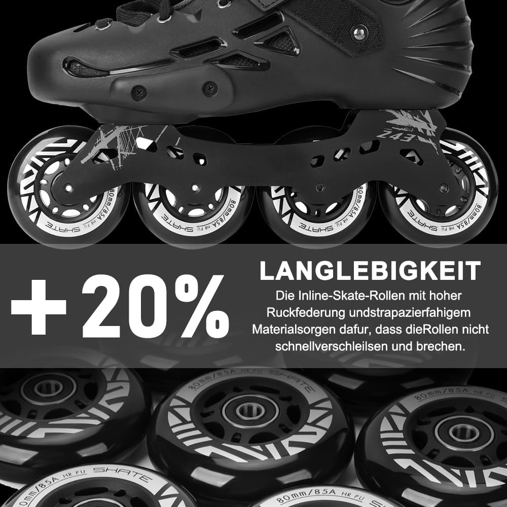 Inline Skate Rollen 80mm 76mm 72mm - 8 Stück Inline Skate Räder 85a inliner rollen mit kugellager AB