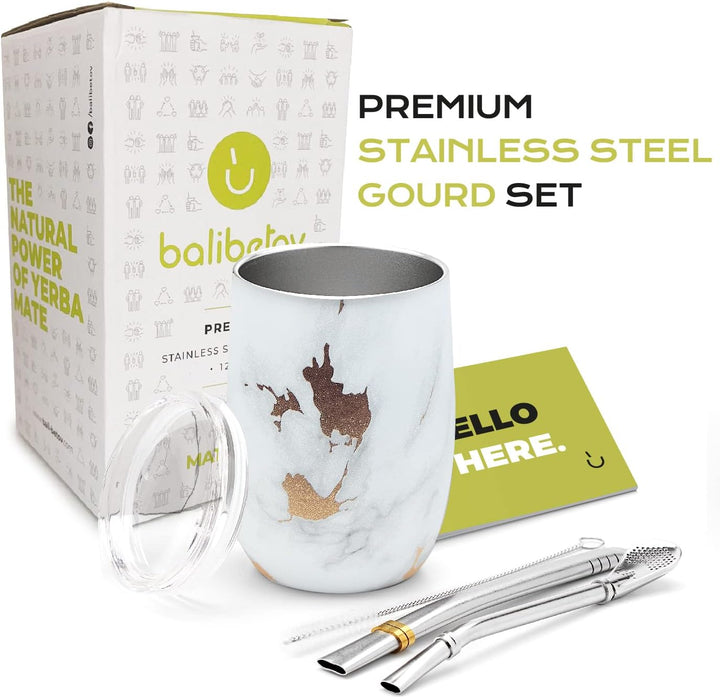 balibetov - Neu - Modernes Yerba Mate Gourd Set (Mate Tasse) - Doppelwandiger 18/8 Edelstahl Enthält
