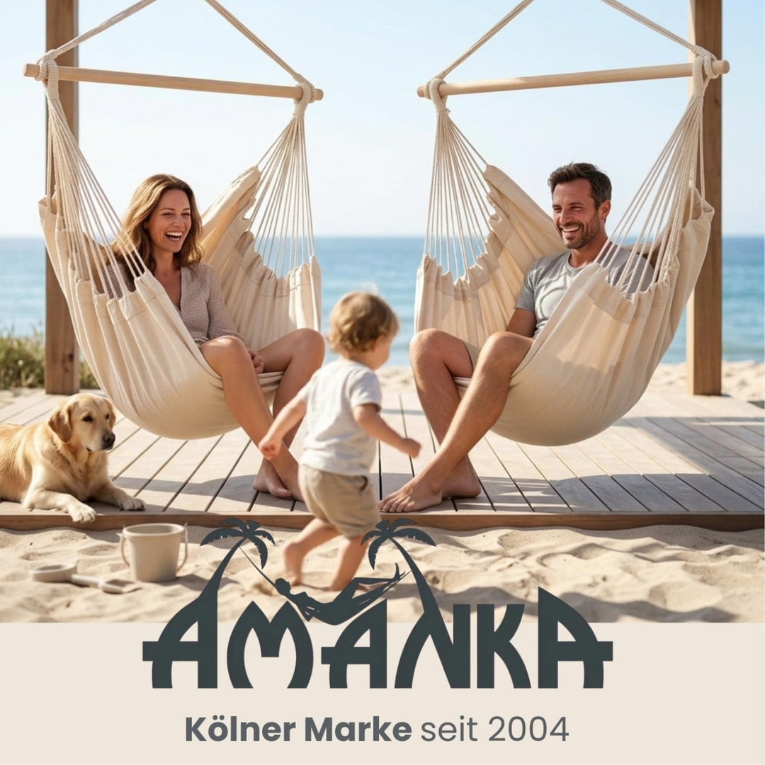 AMANKA XXL Hängesessel 185x130cm für Garten, Balkon & Terrasse - Schwebesessel Belastbar bis 150kg -