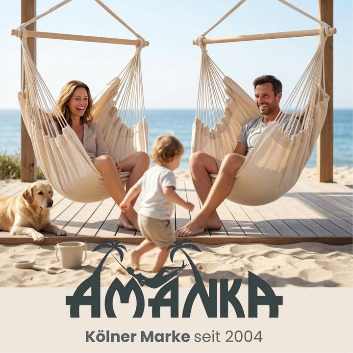AMANKA XXL Hängesessel 185x130cm für Garten, Balkon & Terrasse - Schwebesessel Belastbar bis 150kg -