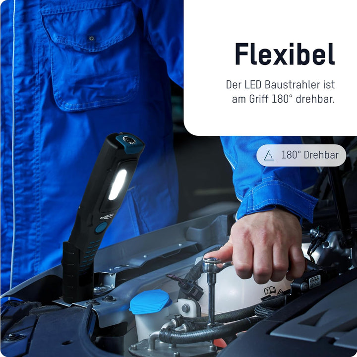 ANSMANN LED Werkstattlampe IL300R mit 325 Lumen - Arbeitsleuchte kabellos, flexibel & magnetisch - W