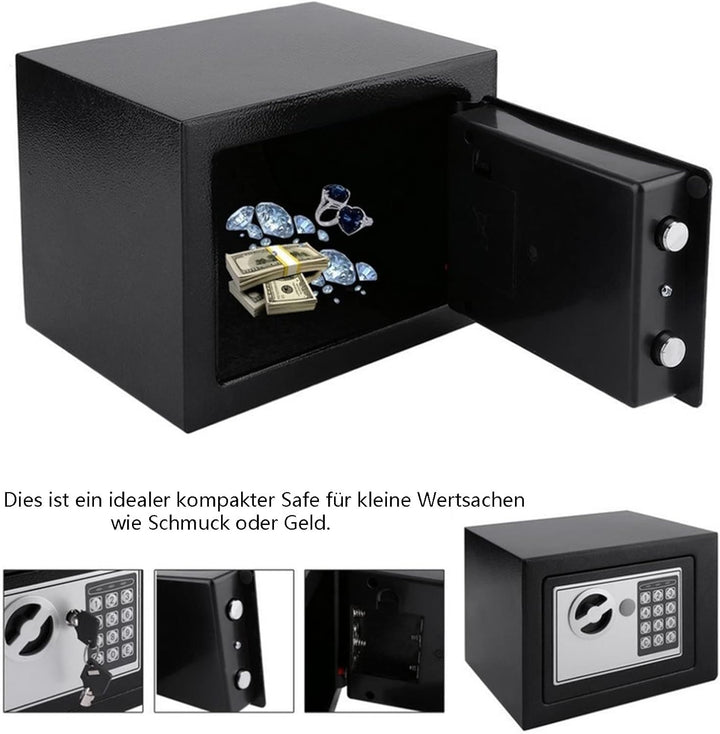 Möbeltresor Safe Elektronikschloss Tresor mit zahlenschloss & 2 Schlüssel Wandtresor Klein Elektroni