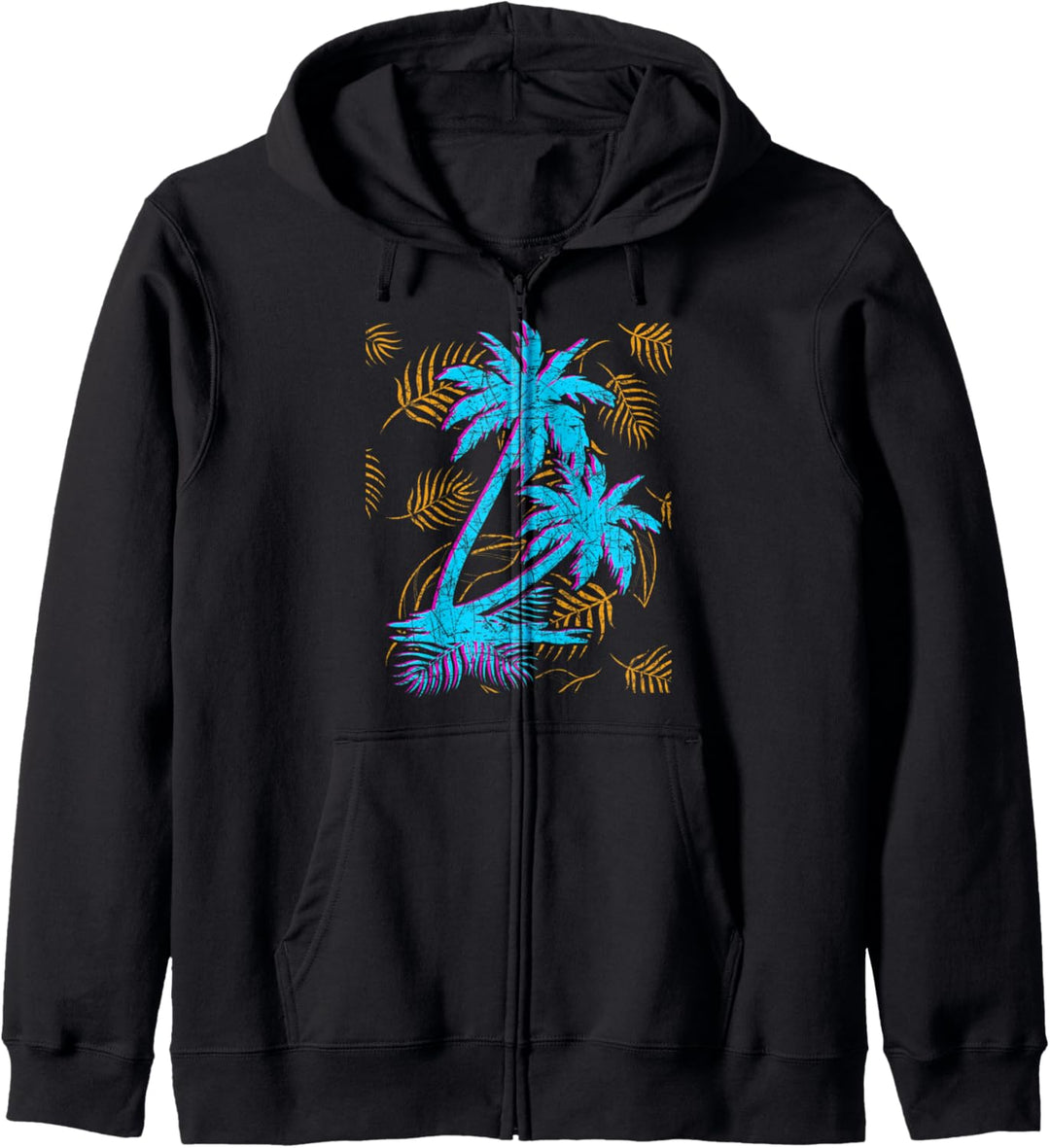 Sommerurlaub Tropische Palmen 1980er Kunst Vaporwave Kapuzenjacke