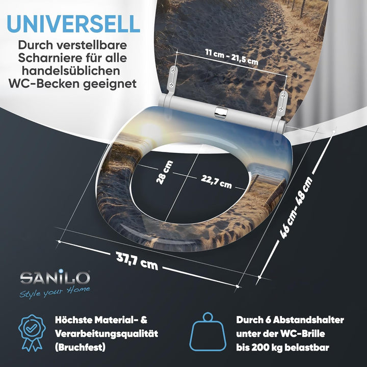Sanilo WC Sitz mit Absenkautomatik, viele neue Toilettendeckel zur Auswahl, hochwertige Oberfläche,