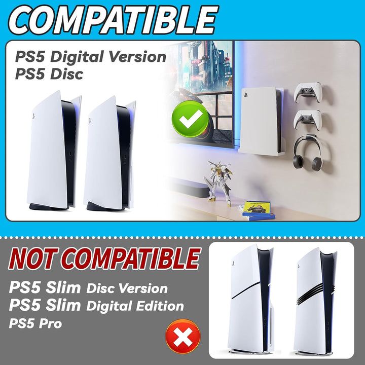 sciuU Wandhalterung Kompatibel mit PS5 Playstation 5, 2 mm Super Hartes Verdicktes Metall, Halterung
