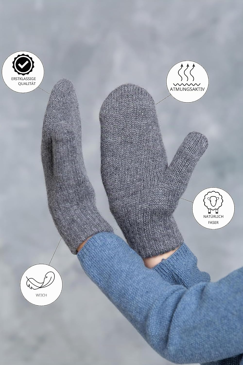 KNITAS Doppellagen Strickhandschuhe aus Wolle für Baby Kleinkind I Winter Warme Gestrickte Handschuh
