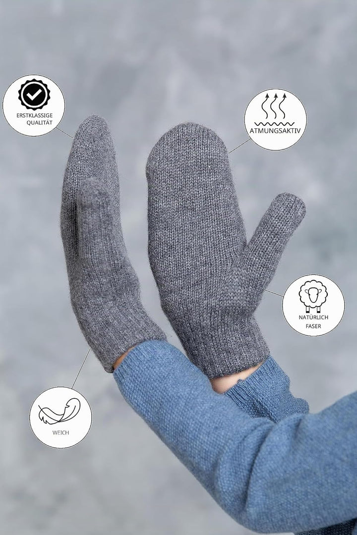 KNITAS Doppellagen Strickhandschuhe aus Wolle für Baby Kleinkind I Winter Warme Gestrickte Handschuh