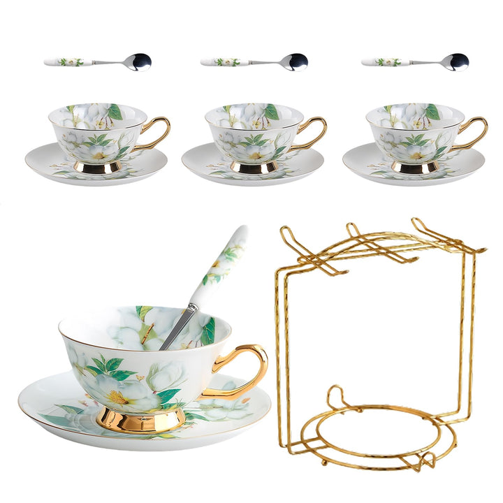 8 Stück Europäischen Blumen Tee Set,Bone China Tee Set Service Kaffee Set, 9 Optionen.Mit Geschenkbo