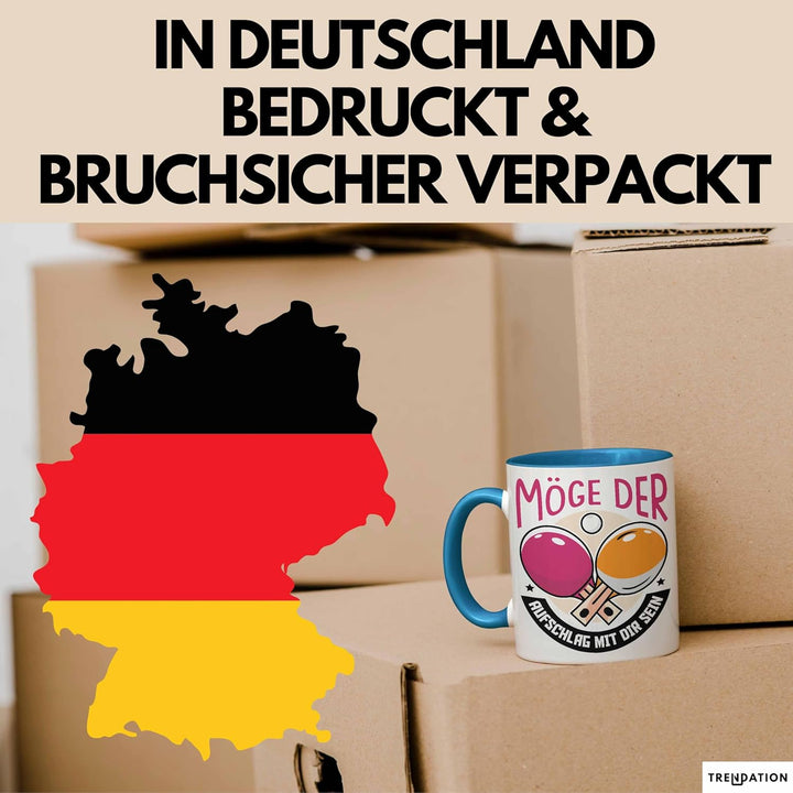 Tischtennis Tasse Geschenk Tischtenniss-Spieler Geschenkidee Möge Der Aufschlag Mit Dir Sein (Blau),