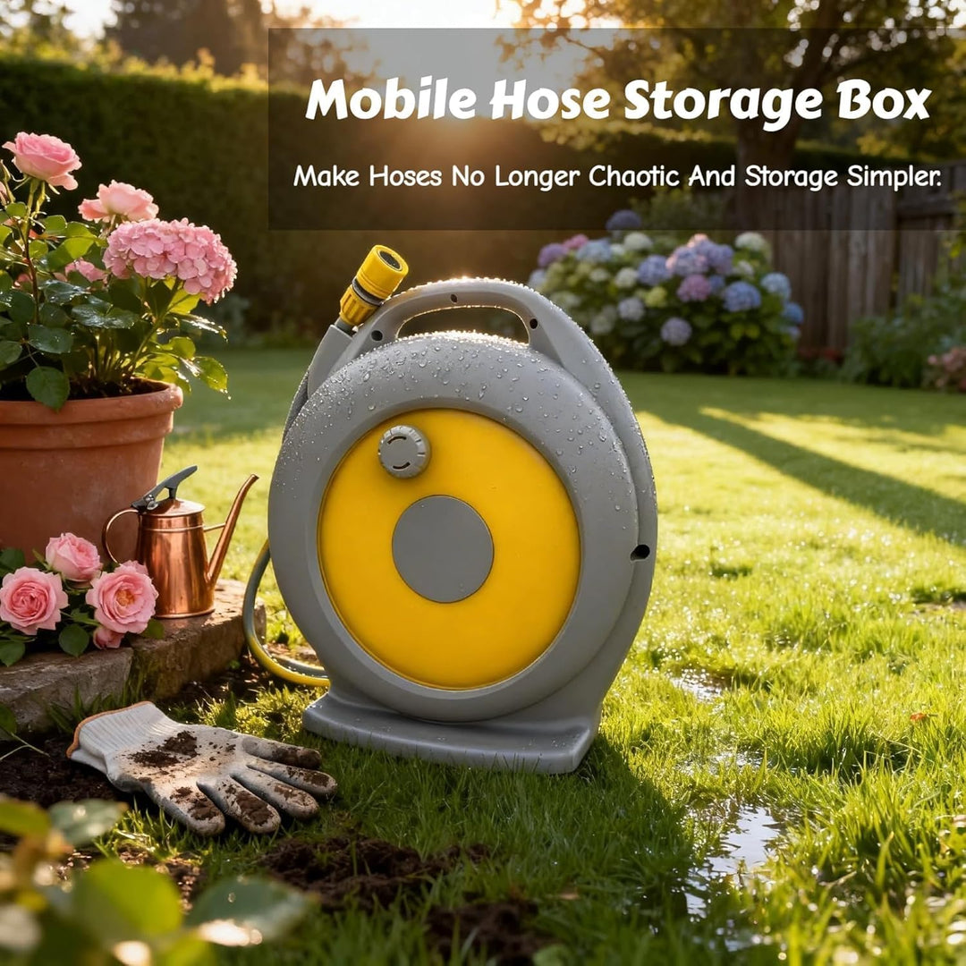 Garten Schlauchbox, Mobile Schlauchaufbewahrung, Schlauchaufroller für Ordentlich und tragbar, Einzi