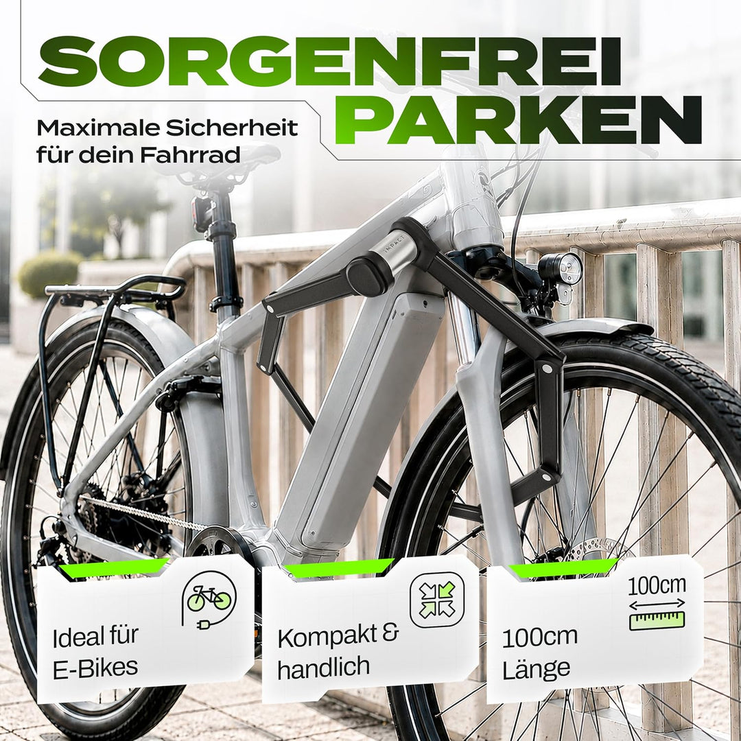 IMPACT® Fahrradschloss Hohe Sicherheit 110 cm - Faltbares Faltschloss Fahrrad mit Gummibeschichtung