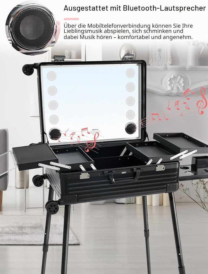 EBANKU Kosmetikkoffer Trolley Schminkkoffer, 24in PC Rolling Makeup Train Case Professionelle Künstl