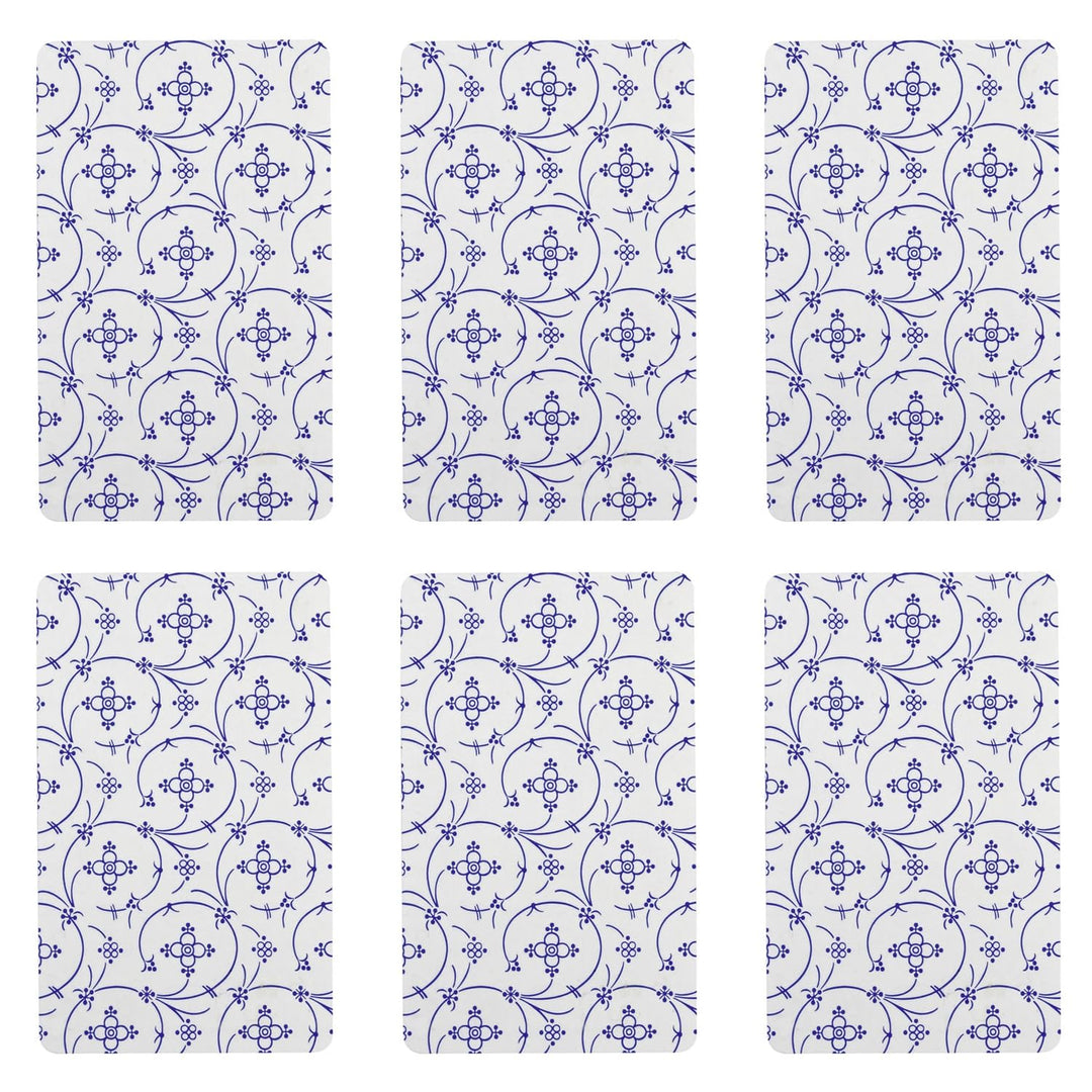 Unbekannt RICOLOR 12076 Frühstücksbrettchen Indisch Blau, HPL, 23,5x14,5cm, blau/weiss (6er Pack)