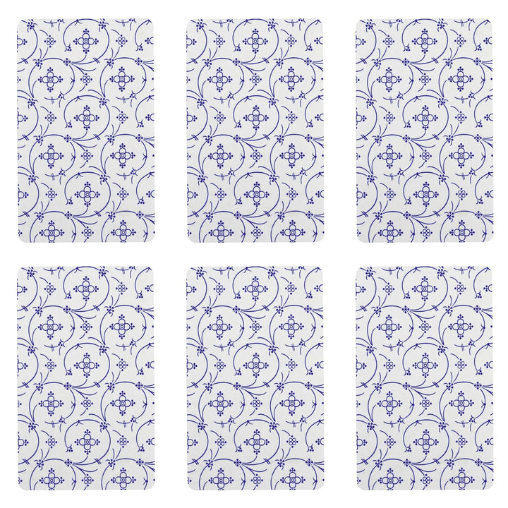 Unbekannt RICOLOR 12076 Frühstücksbrettchen Indisch Blau, HPL, 23,5x14,5cm, blau/weiss (6er Pack)