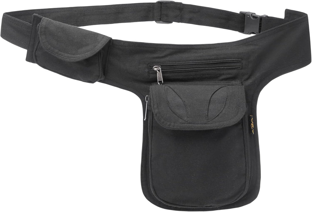 Kunst und Magie Goa Schulter-Bauchtasche Gürteltasche Hippie Psy Black / Schwarz, Black / Schwarz