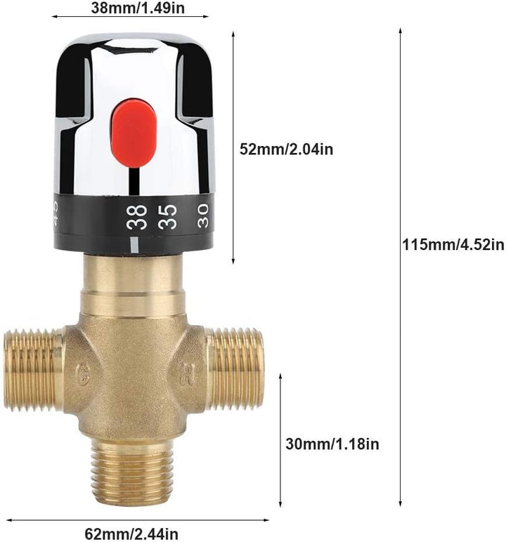 Baverta Thermostatisches Mischventil, Messing Thermostatsteuerungs Mischwasser Mischerventil, Dusche