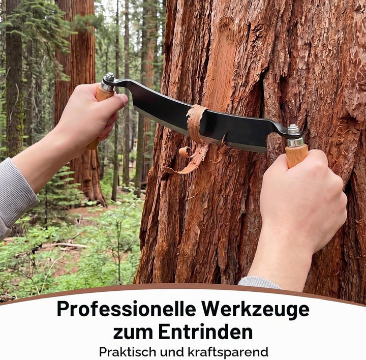 250 mm Zugmesser für Holz, Baumschäler mit komfortabler Holzgriff, Wolframstahl, Schindelmesser, Zus