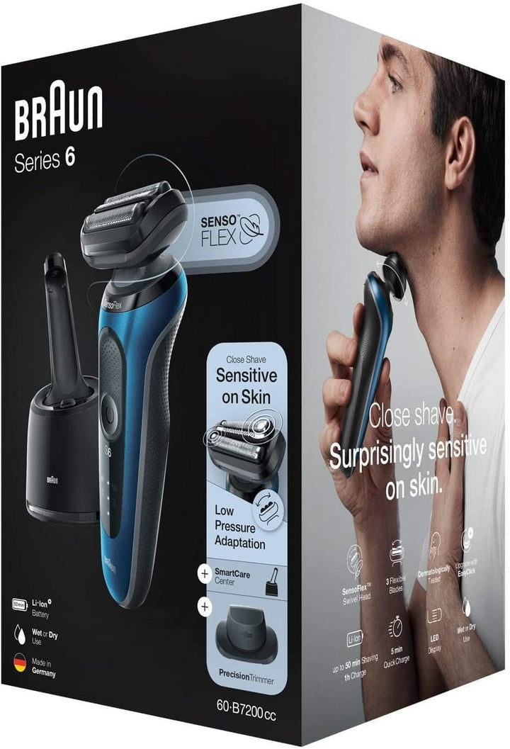 Braun Series 6 60-B7200cc+CCR Foil shaver Trimmer Black Blue