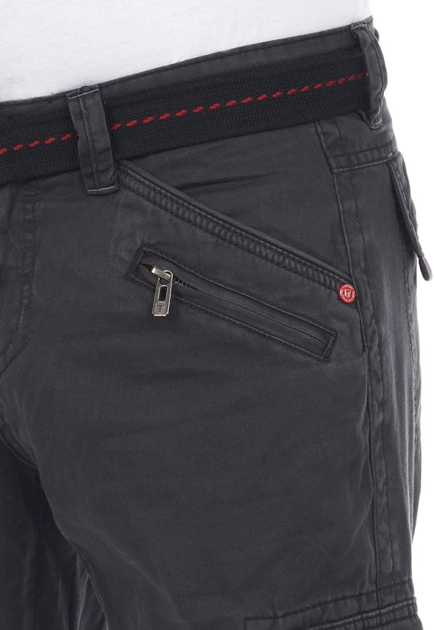 Timezone Herren Cargo Jeans Hose BenitoTZ Loose Fit Cargohose Stoffgürtel 100% Baumwolle Basic Tasch