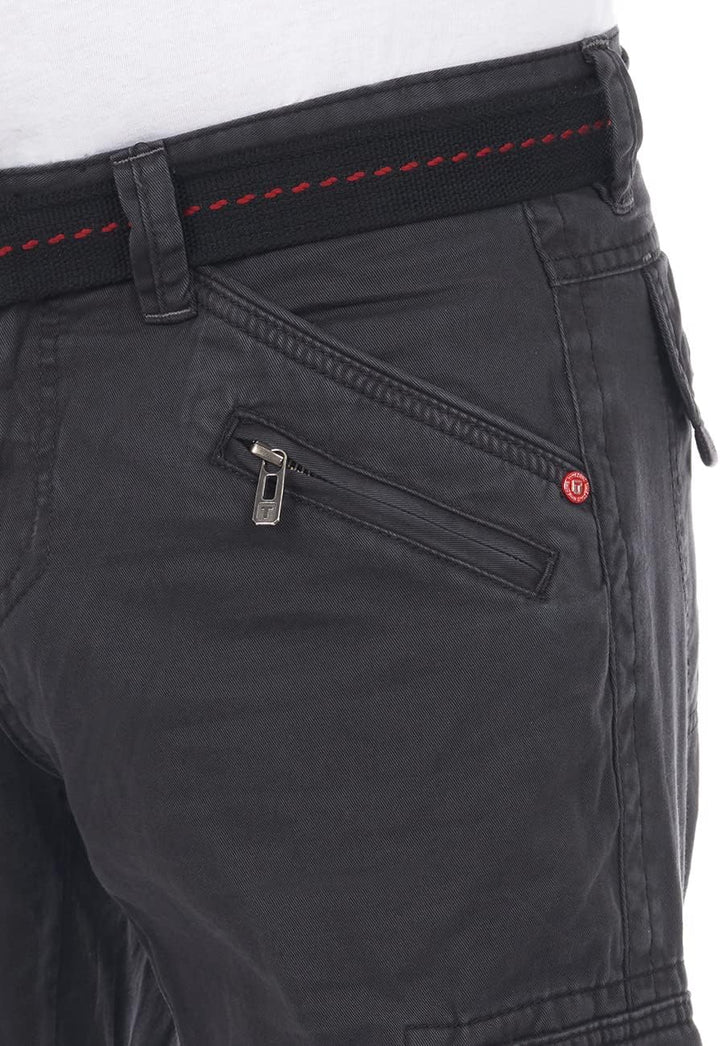 Timezone Herren Cargo Jeans Hose BenitoTZ Loose Fit Cargohose Stoffgürtel 100% Baumwolle Basic Tasch