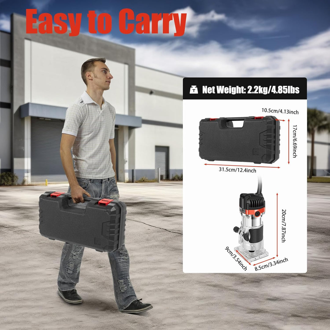 800W Electric Hand Holz Oberfräse Kantenfräse Wood Fräsmaschine 30000 U/min 1/4" Hand Trimmer Multif