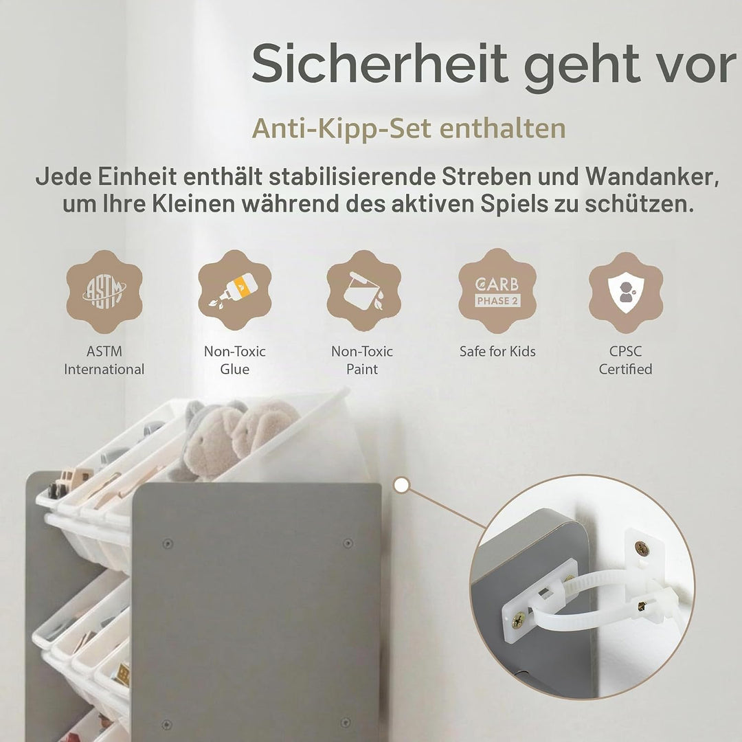 Humble Crew Kinderregal – grosses Spielzeugregal mit 16 Aufbewahrungsboxen, Organizer für Kinderzimm