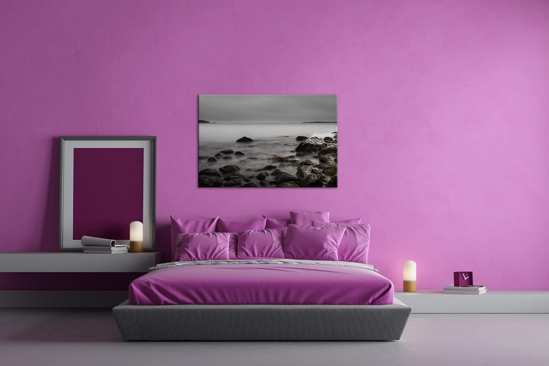 deyoli geheimnisvoller Kiesstrand in Schweden im Format: 60x40 als Leinwandbild, Motiv fertig gerahm