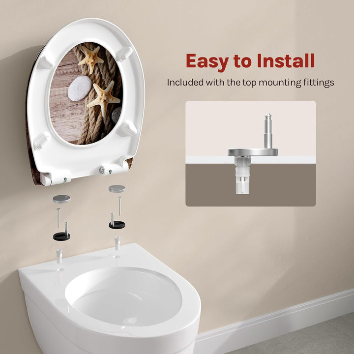 WOLTU WC Sitz mit Absenkautomatik,Toilettensitz Motiv,Klodeckel mit Quick-Release-Funktion undPremiu