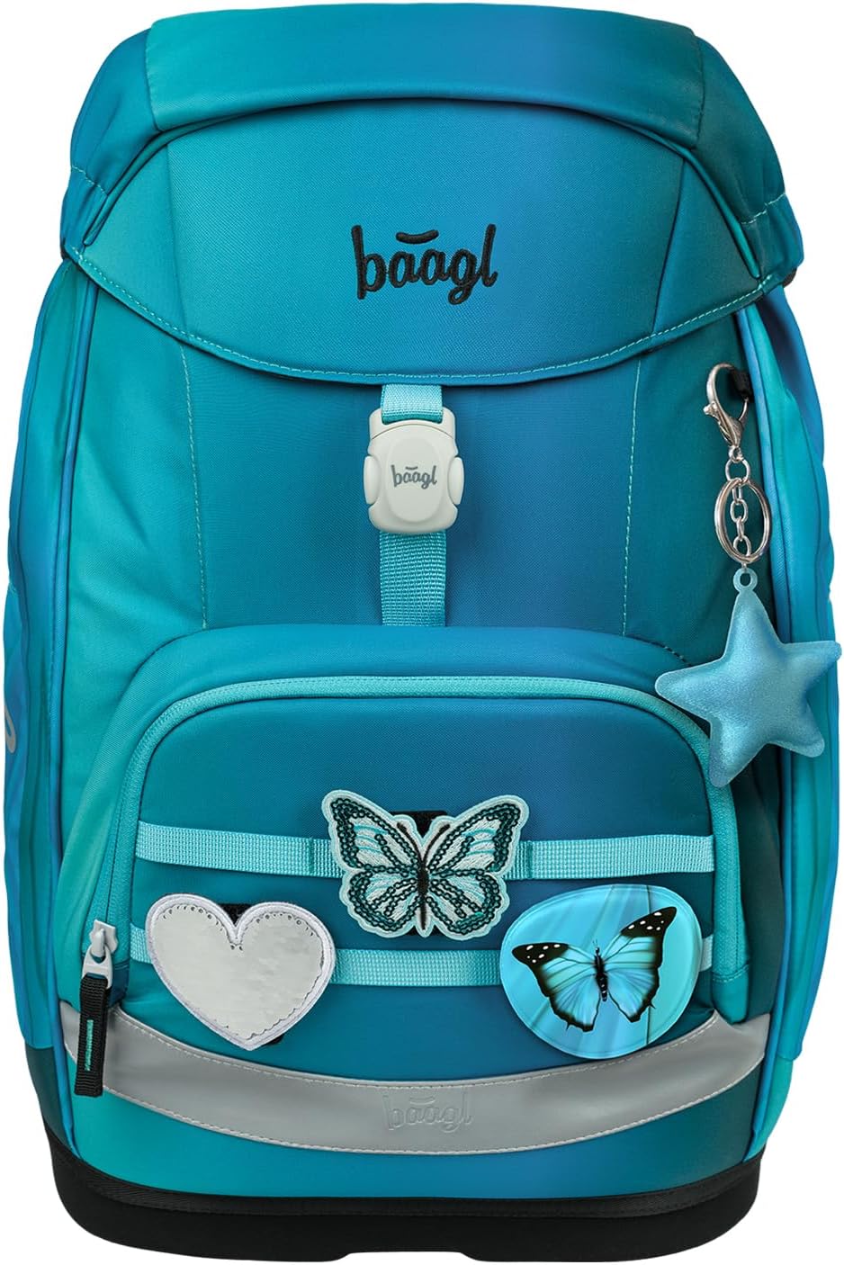 Baagl Airy Plus Schulranzen-Set 5-teilig, 25 l, ab 130 cm (Butterfly) | Isoliertes Snackfach; Magnet