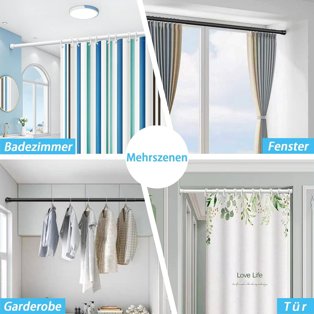 1Stück Gardinenstange Ohne Bohren Duschstange Ausziehbare Kleiderstange für Fenster, Kleiderschrank,