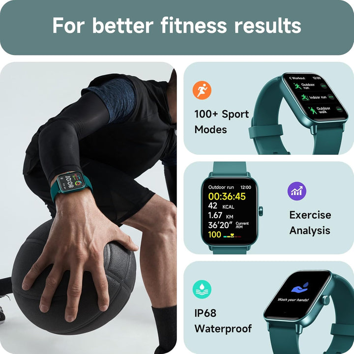 Smartwatch Herren Damen mit Telefonfunktion,1.8" Smart Watch Fitnessuhr mit Whatsapp und Alexa,Herzf